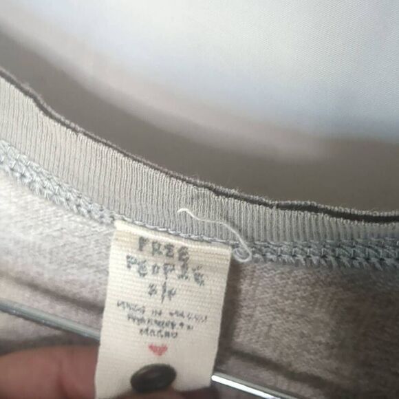 Free People Heathered Gray Henley Ribbed Cuff 100% Cotton S Small - Picture 3 of 8